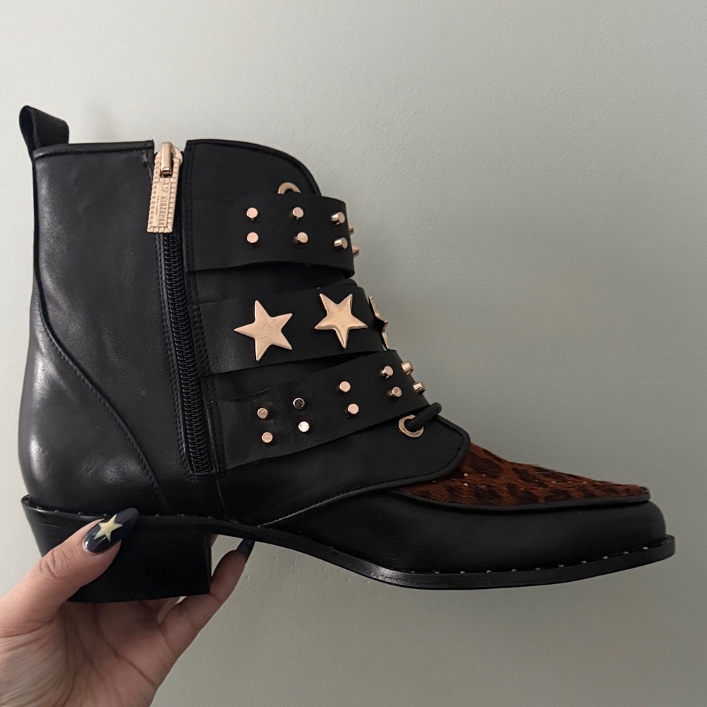 Ivy Kirzhner Steampunk Studded Leopard Print boots.